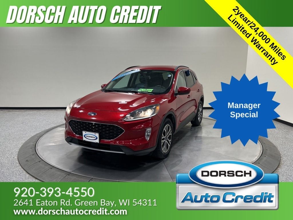2020 Ford Escape SEL in Red Metallic — front three-quarter view