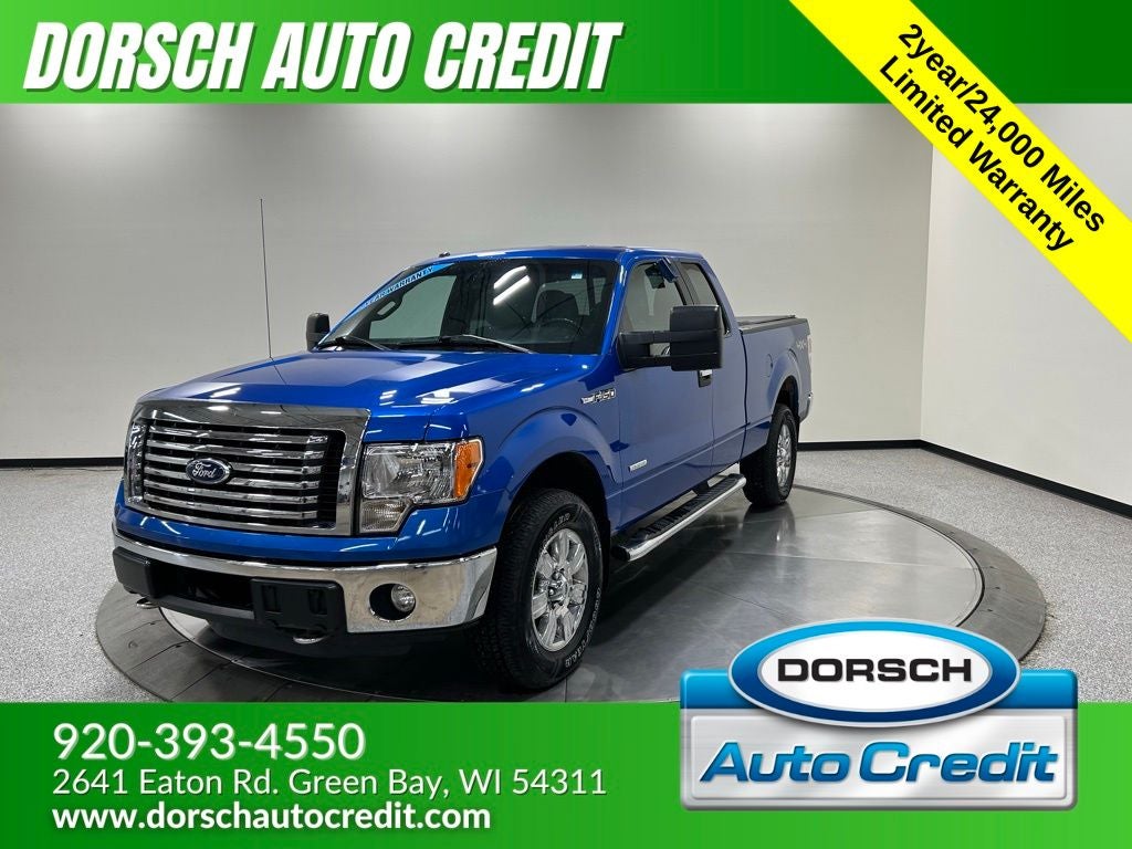 2011 Ford F-150 XLT in Blue Flame Metallic — front three-quarter view