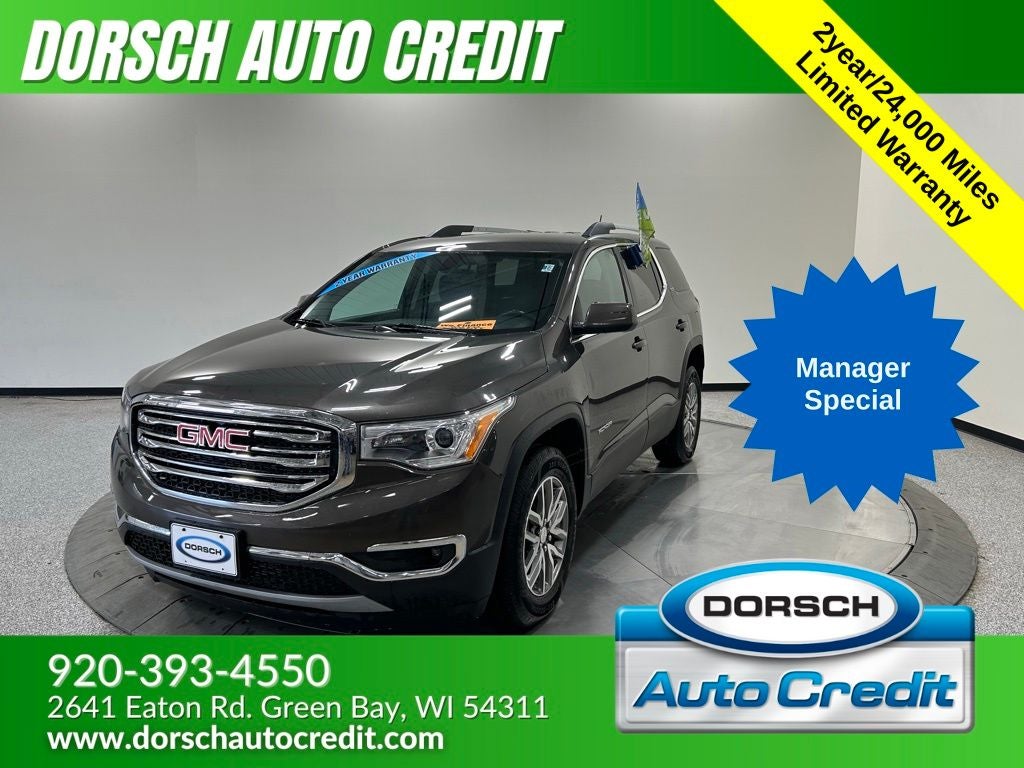 2019 GMC Acadia SLE-2 in Smokey Quartz Metallic — front three-quarter view