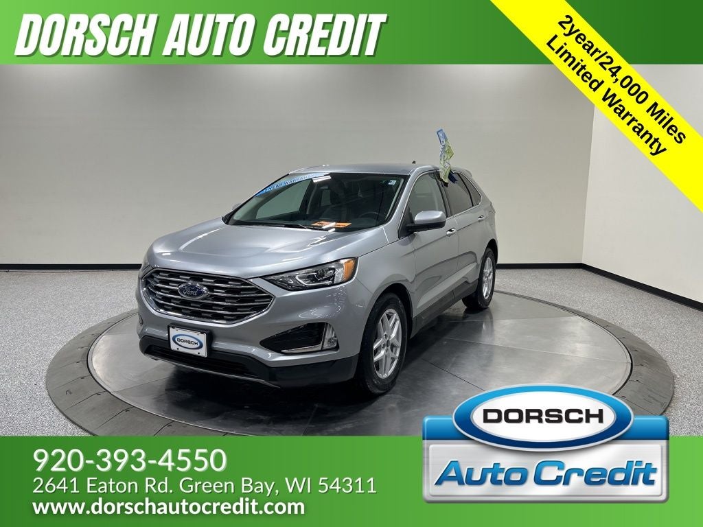 2021 Ford Edge SEL in Silver Metallic — front three-quarter view