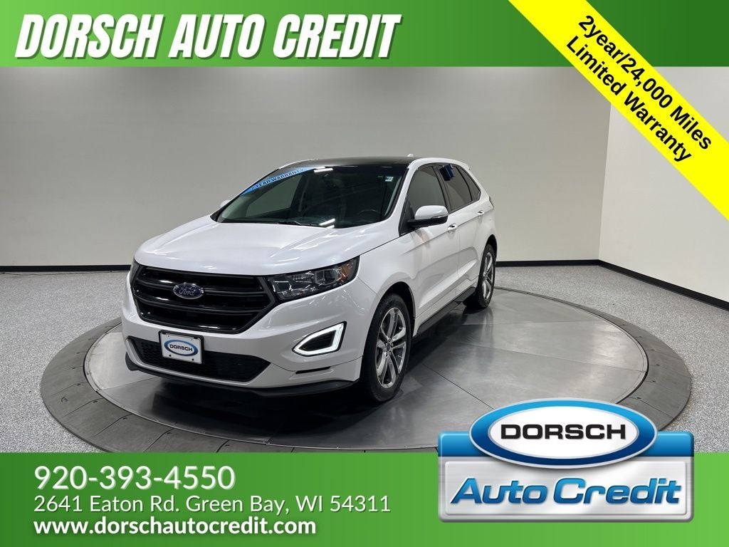 2015 Ford Edge Sport in White Platinum Clearcoat Metallic — front three-quarter view