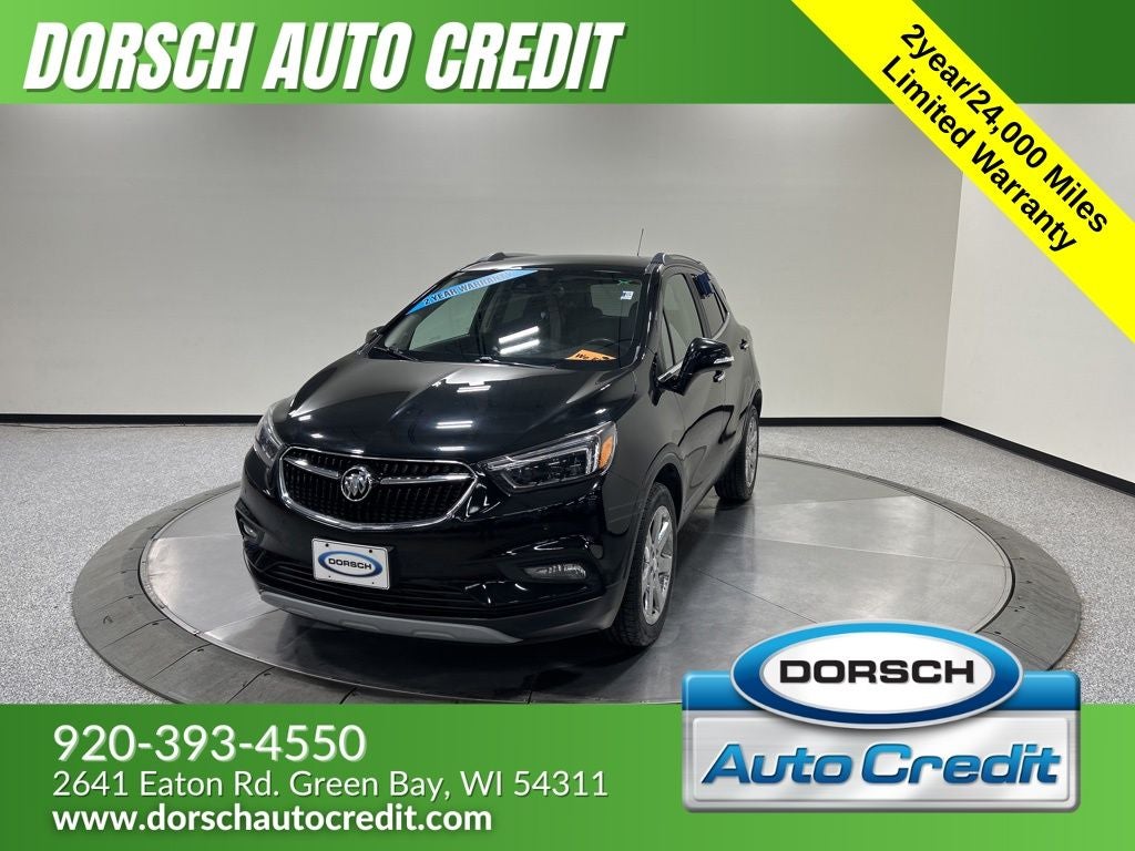 2018 Buick Encore Premium in Ebony Twilight Metallic — front three-quarter view