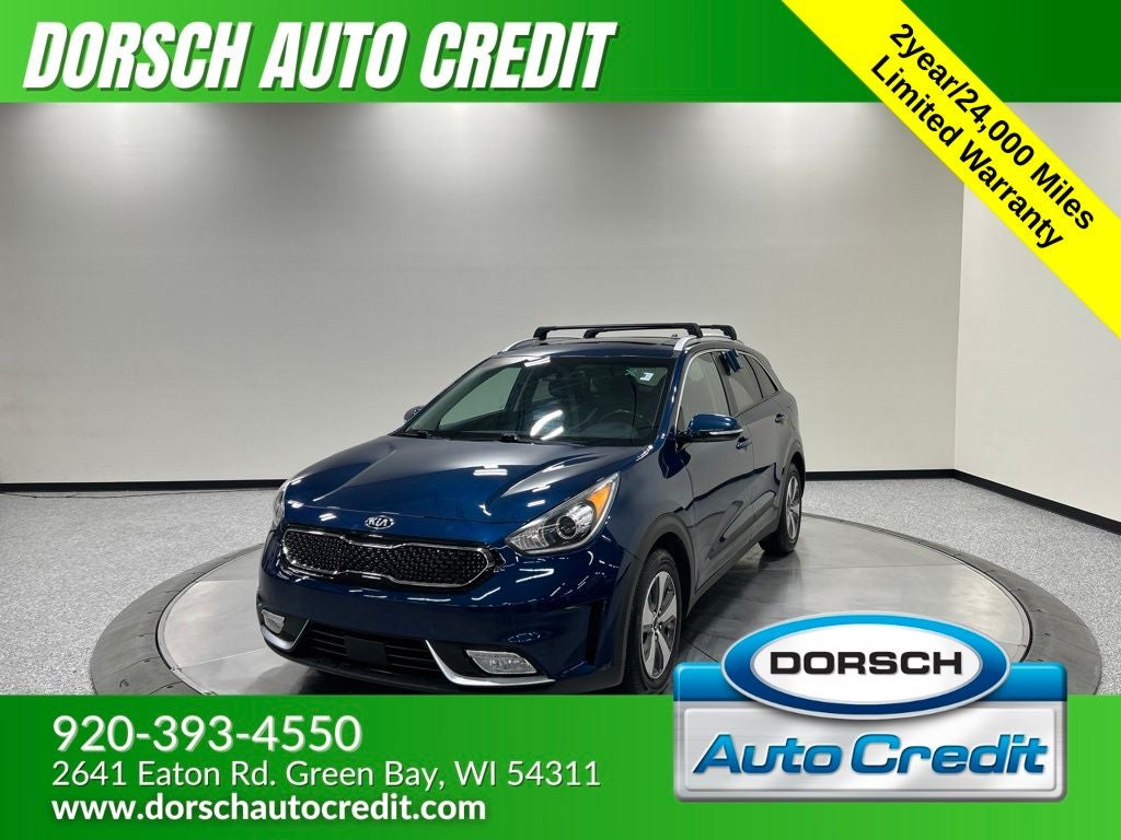 2018 Kia Niro EX in Deep Cerulean — front three-quarter view